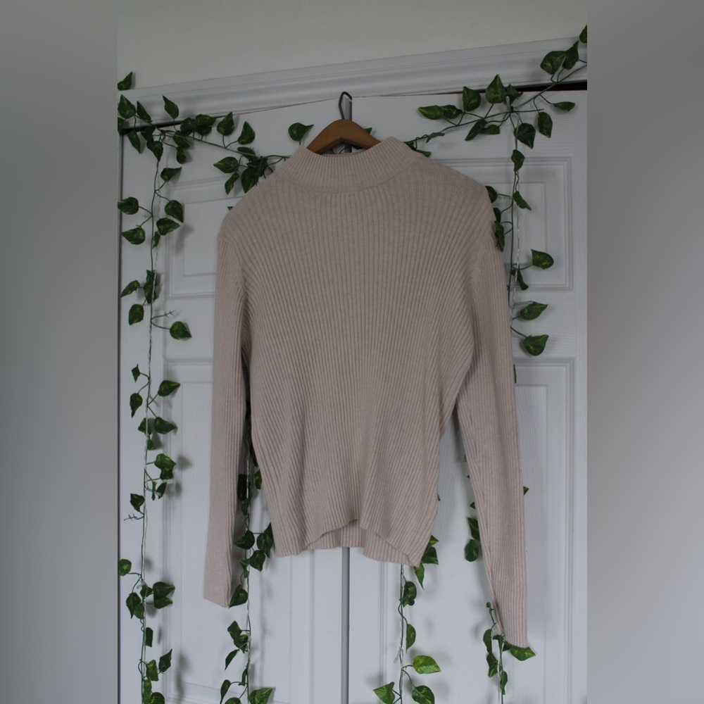 Cream Half Cut Sweater